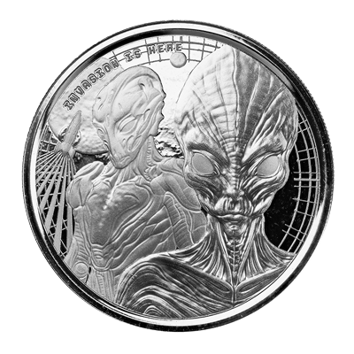 A picture of a 1/2 oz The Ghana Alien Silver Coin (2023)